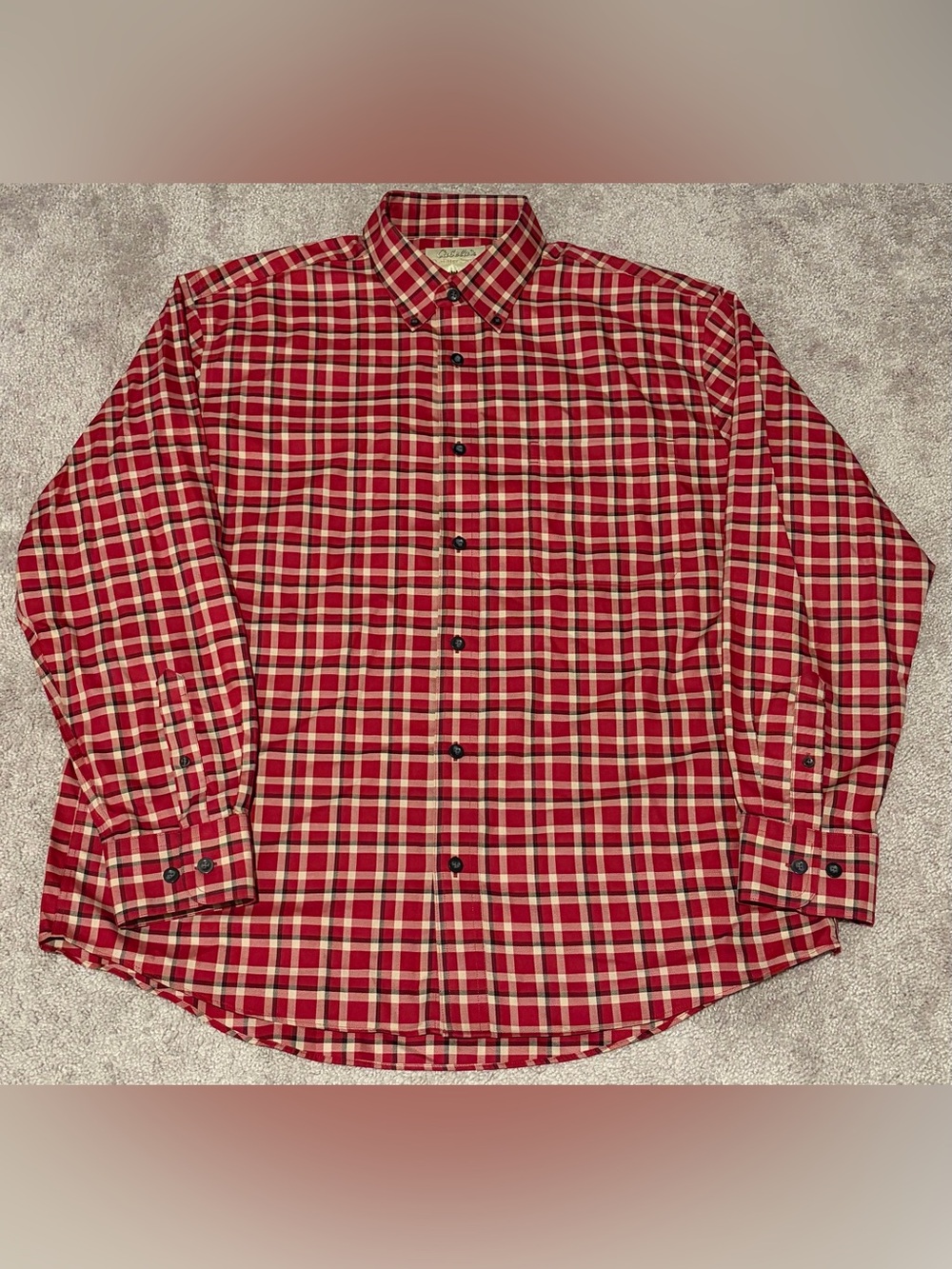 Cabela's Outfitter Series Shirt Men's Large Red Plaid Button Down Long Sleeve